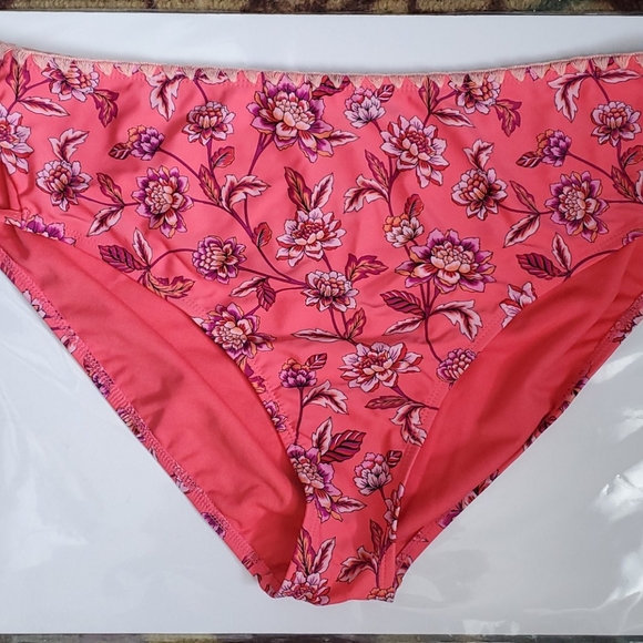 Terra & sky XL coral floral bathing suit bottoms - Picture 1 of 4